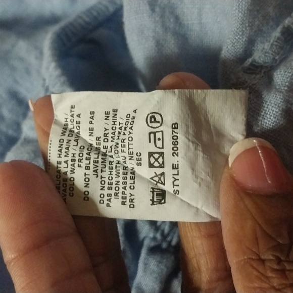 BELLAMBRA Italy Linen Cropped Oversized Blouse Blue L - Picture 8 of 8